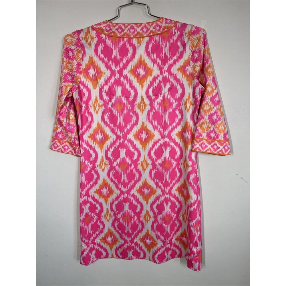 Gretchen Scott Jersey Split Neck 3/4 Sleeve Resort Dress Women's M Cruise Beach - Picture 3 of 9